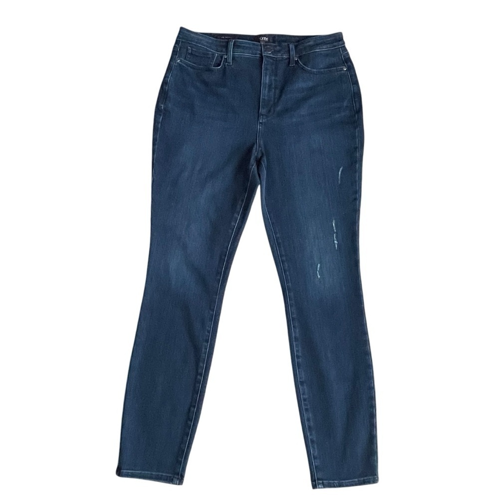 NYDJ Ami Skinny Jeans Women’s Size 12 High Rise Blue Denim Distressed Classic